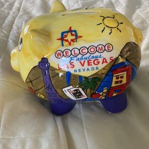 Piggy bank, 6” x 5” glass. Like new.